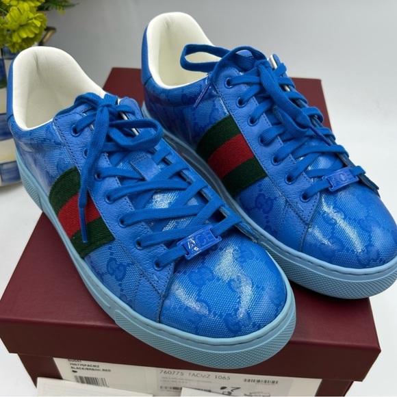Men’s Gucci ace crystal canvas low top Sneakers size 7 fits 8US made in Italy - Picture 1 of 12